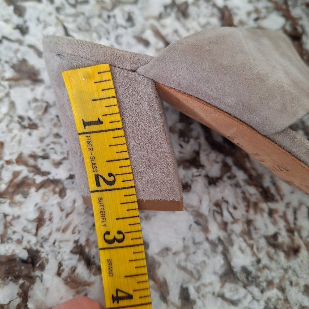 Vince Suede Sandal Block Heel Slip On Gray Open Toe size 6.5 US - Picture 9 of 10